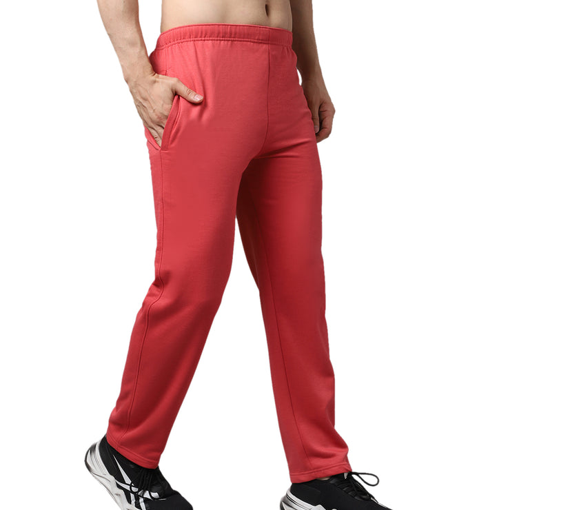 Mack Jonney Fleece Regular-Fit Pink Cotton Trackpant for Men