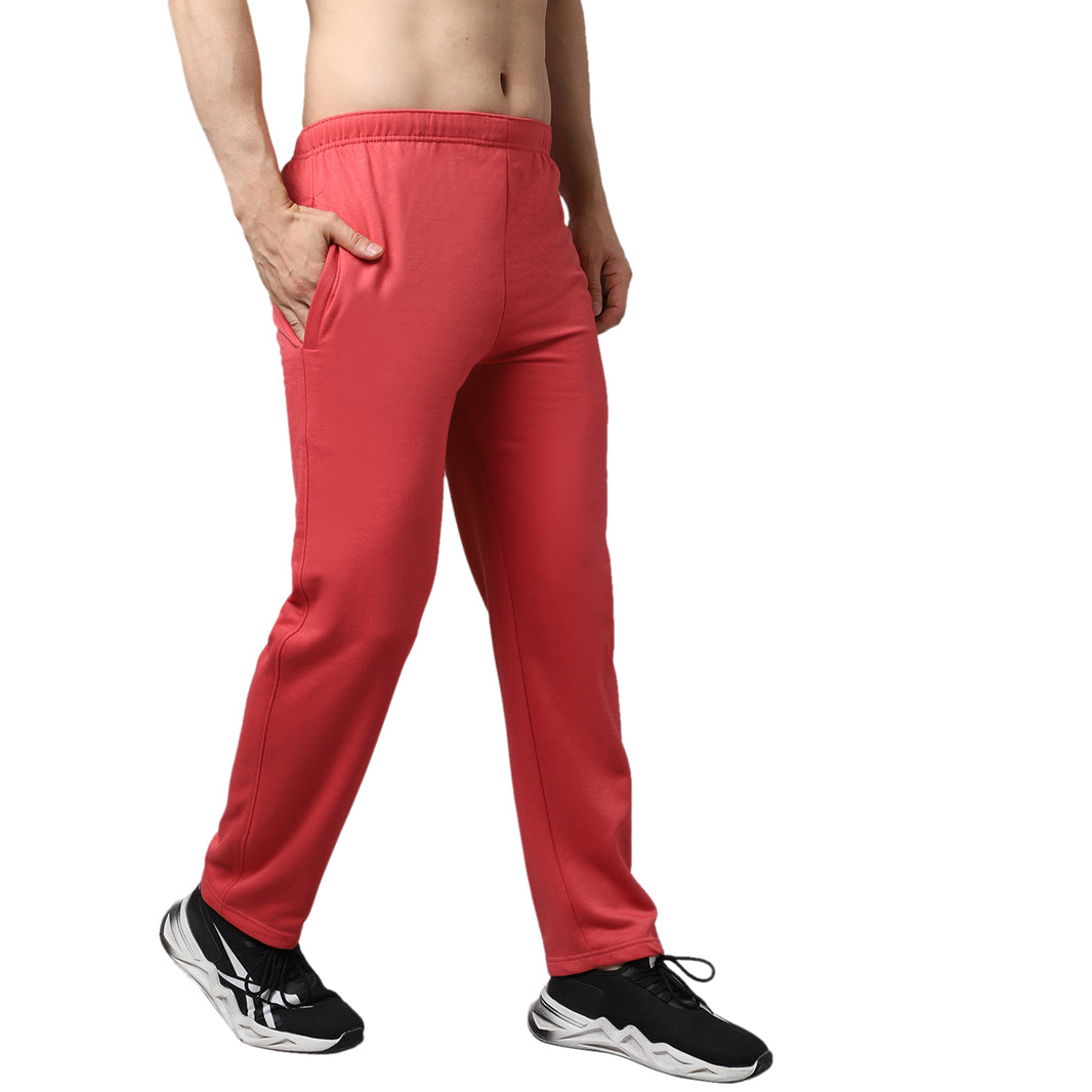 Mack Jonney Fleece Regular-Fit Pink Cotton Trackpant for Men