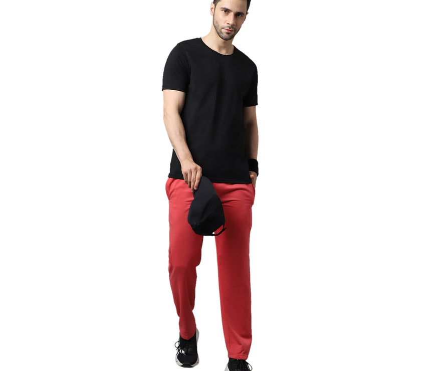 Mack Jonney Fleece Regular-Fit Pink Cotton Trackpant for Men