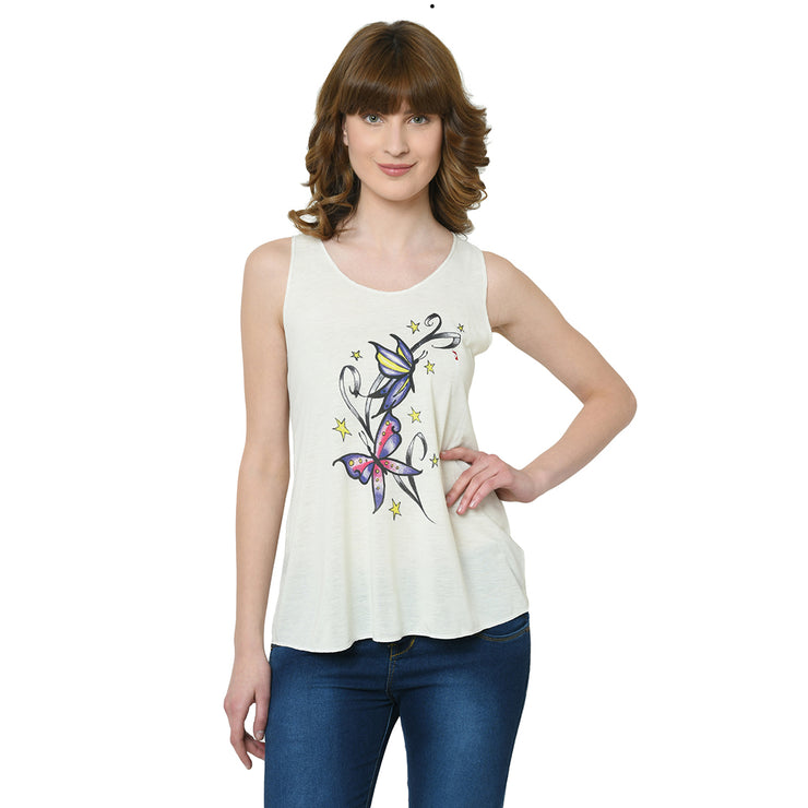Mack Jonney White Tank Top For Women's