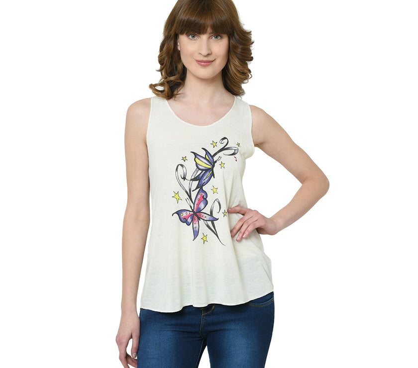 Mack Jonney White Tank Top For Women's