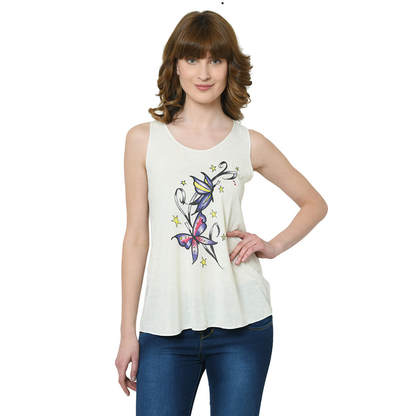 Mack Jonney White Tank Top For Women's