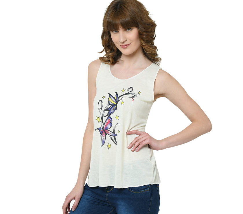 Mack Jonney White Tank Top For Women's