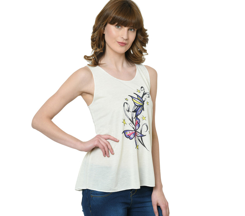 Mack Jonney White Tank Top For Women's