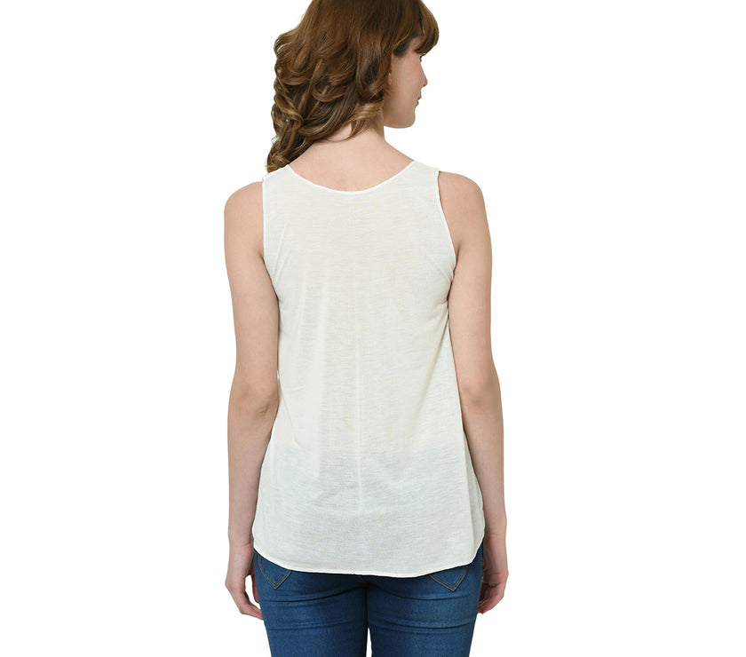 Mack Jonney White Tank Top For Women's