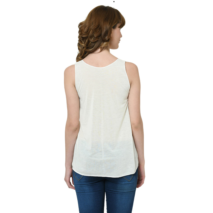 Mack Jonney White Tank Top For Women's