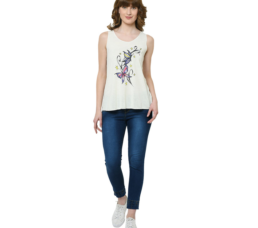 Mack Jonney White Tank Top For Women's