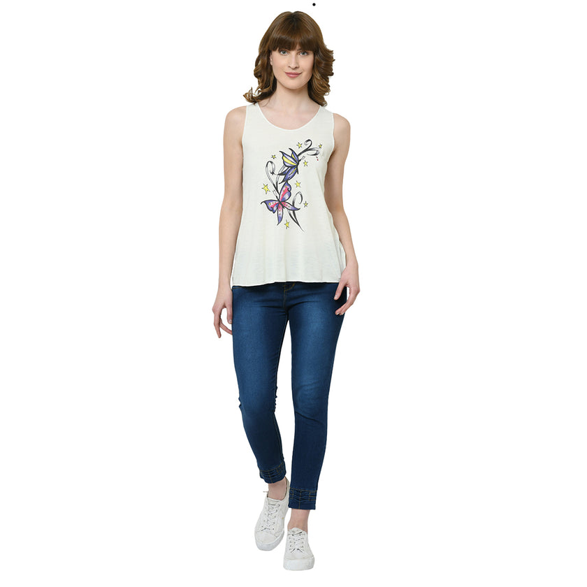 Mack Jonney White Tank Top For Women's
