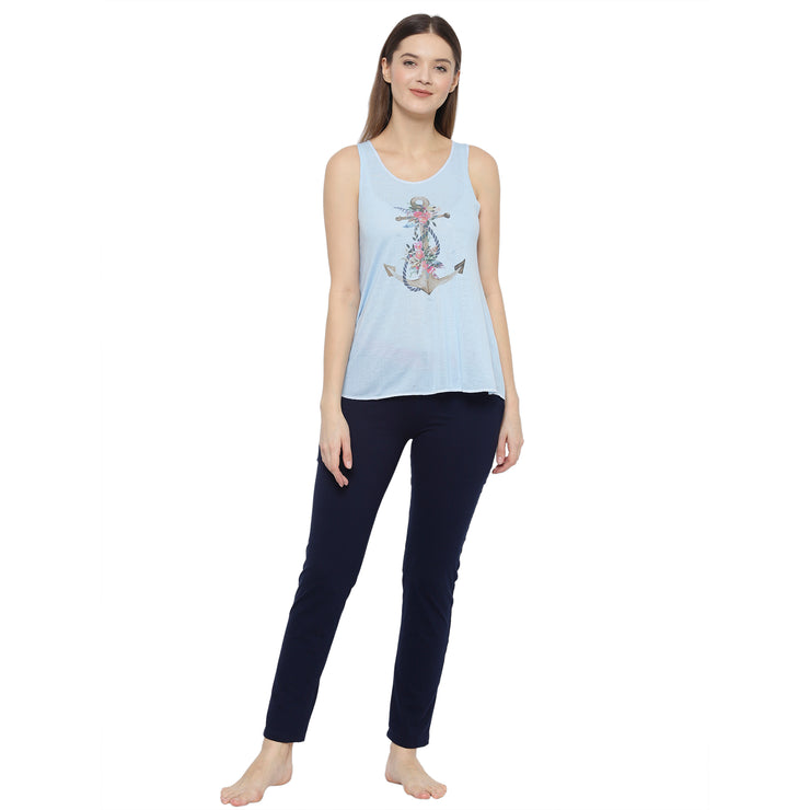 Mack Jonney Light Blue Women's Night Suit