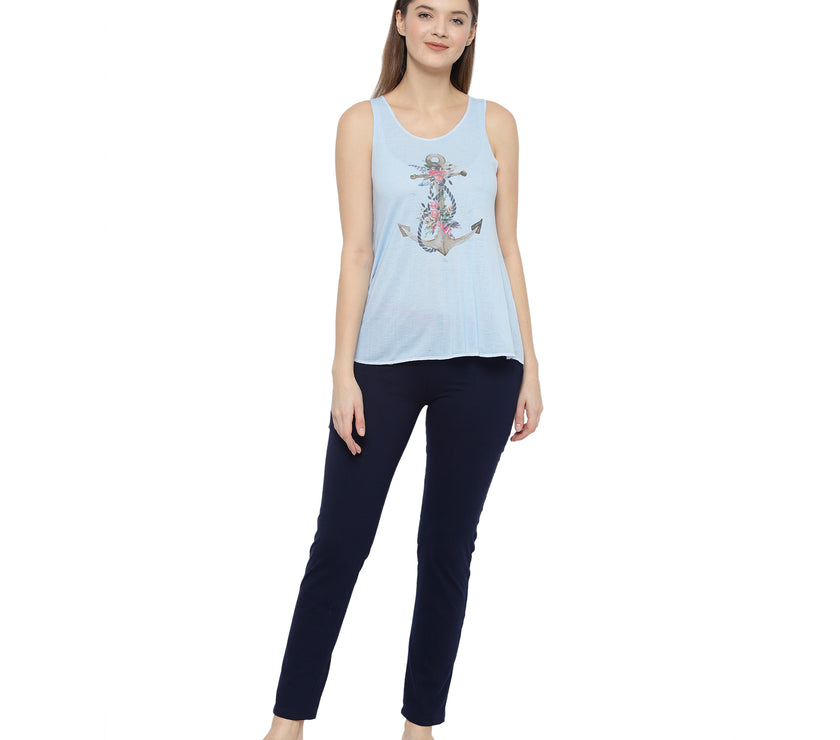 Mack Jonney Light Blue Women's Night Suit