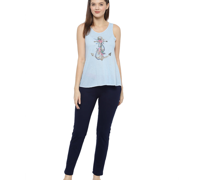 Mack Jonney Light Blue Women's Night Suit
