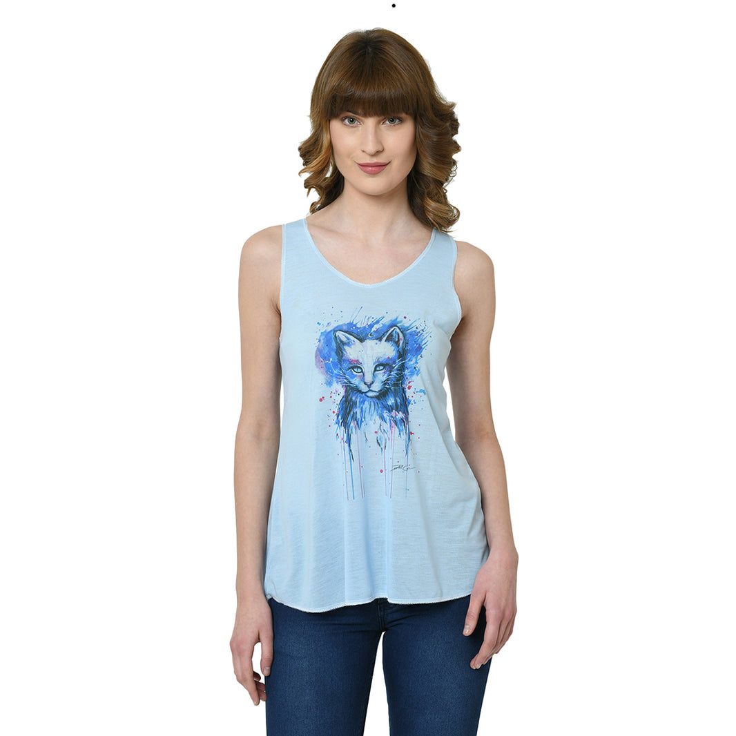 Mack Jonney Blue Tank Top For Women's
