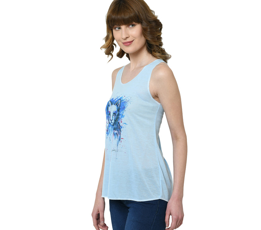 Mack Jonney Blue Tank Top For Women's
