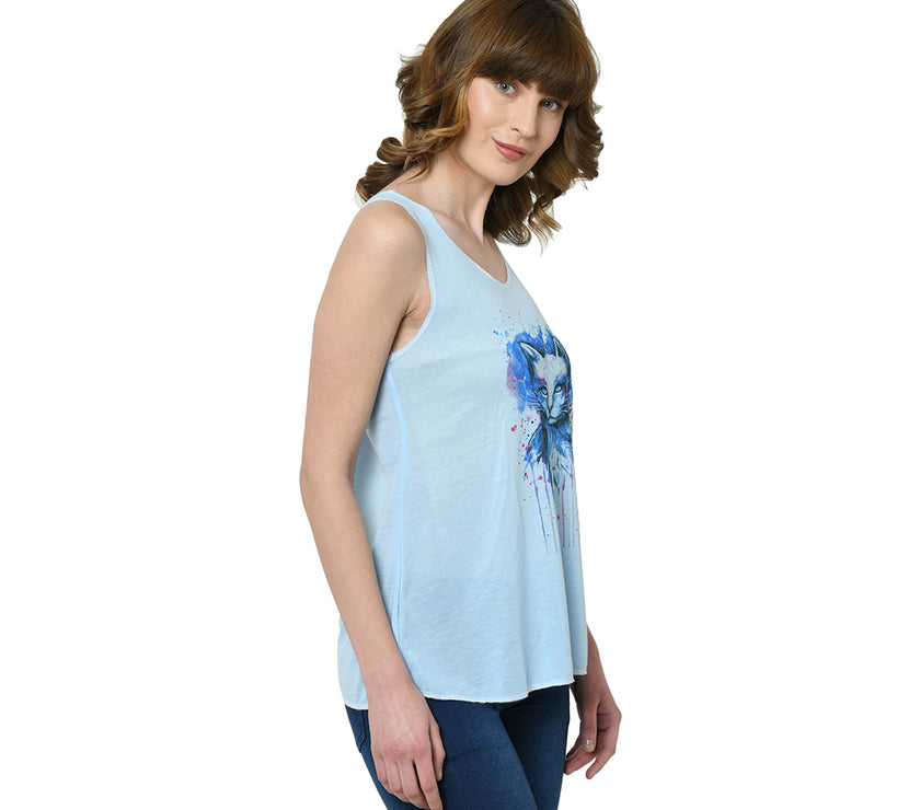 Mack Jonney Blue Tank Top For Women's