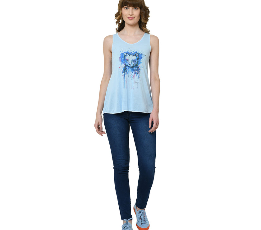 Mack Jonney Blue Tank Top For Women's
