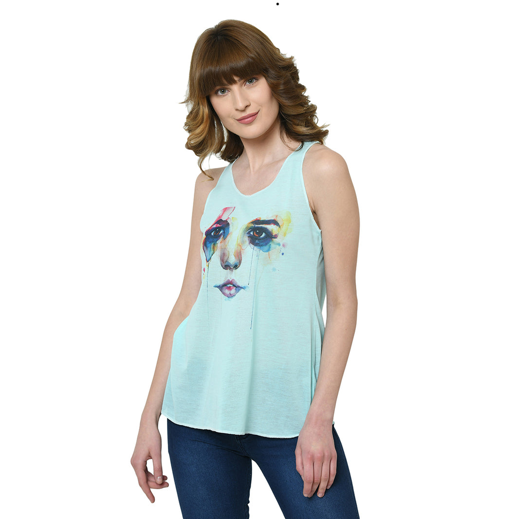 Mack Jonney Green Tank Top For Women's