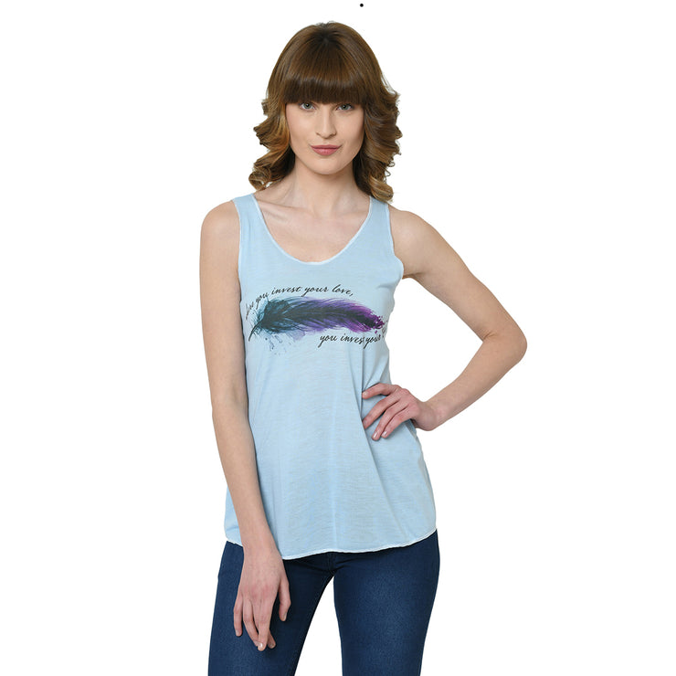 Mack Jonney Blue Tank Top For Women's