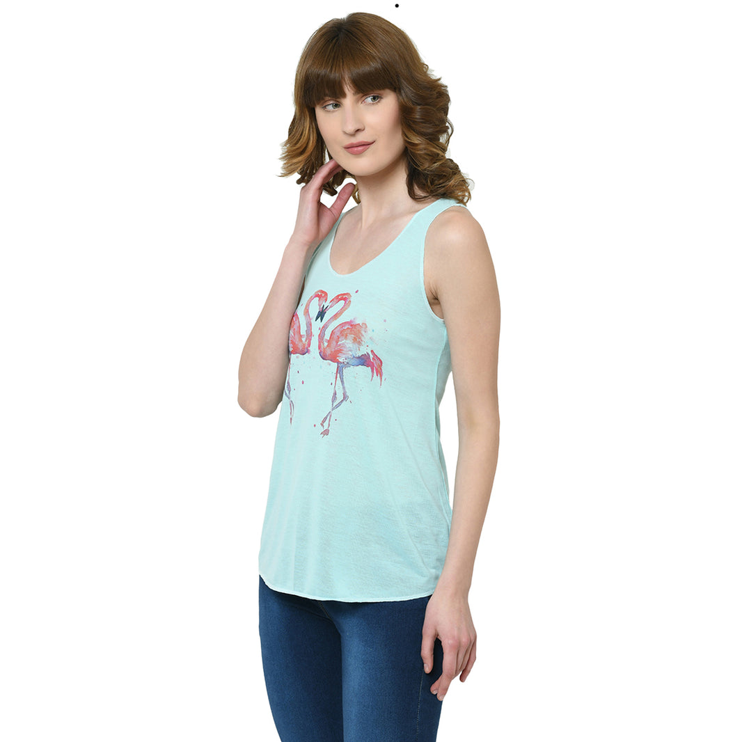 Mack Jonney Green Tank Top For Women's