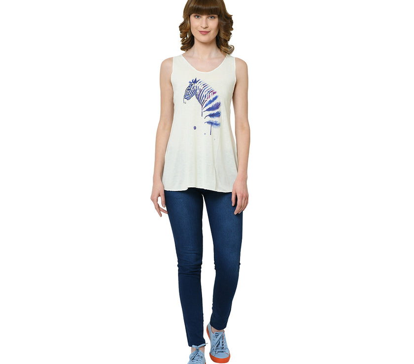 Mack Jonney White Tank Top For Women's
