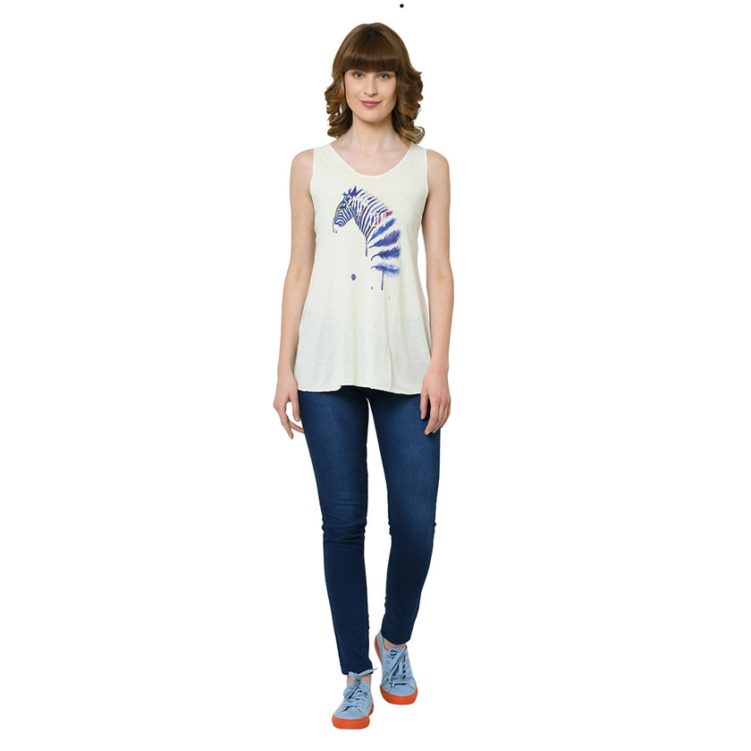 Mack Jonney White Tank Top For Women's