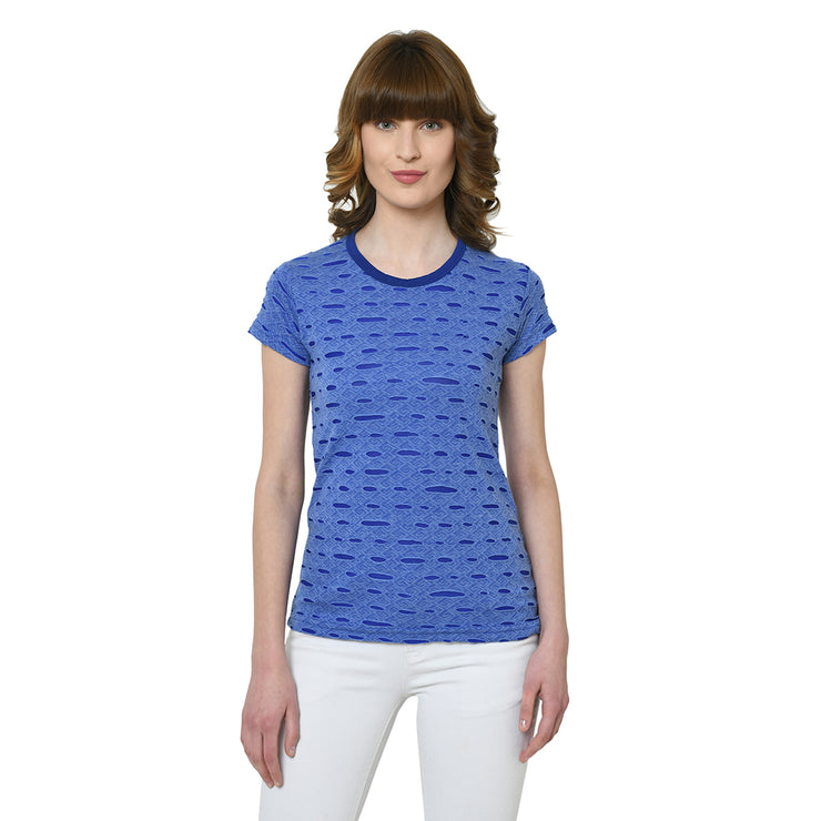 Mack Jonney Light Blue Half Sleeve T-shirt For Women's