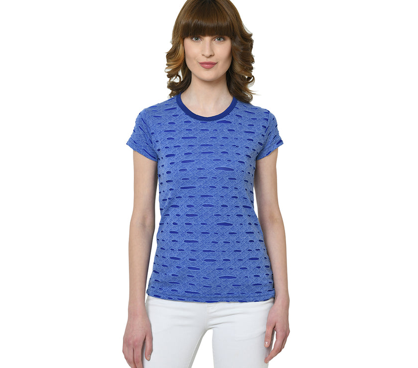 Mack Jonney Light Blue Half Sleeve T-shirt For Women's