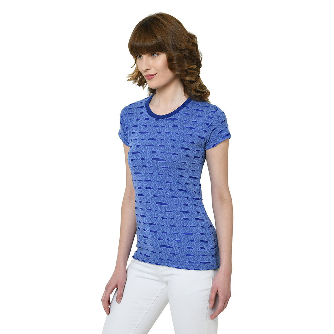 Mack Jonney Light Blue Half Sleeve T-shirt For Women's
