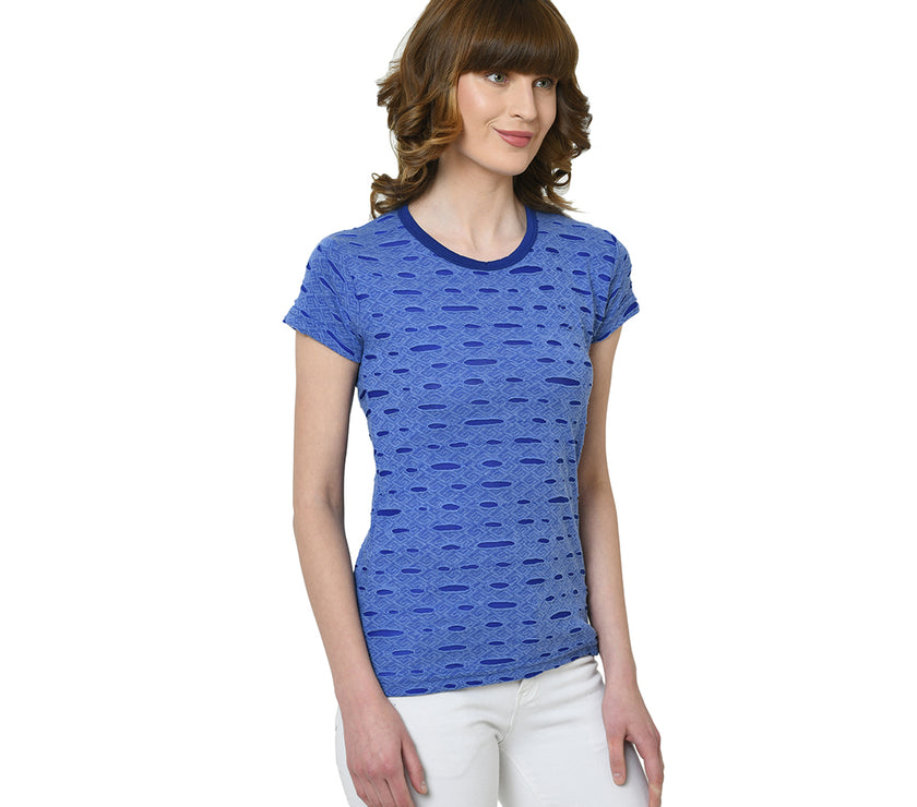 Mack Jonney Light Blue Half Sleeve T-shirt For Women's