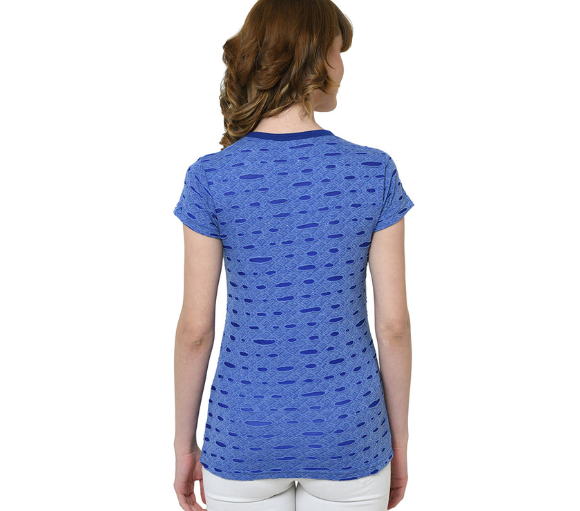 Mack Jonney Light Blue Half Sleeve T-shirt For Women's