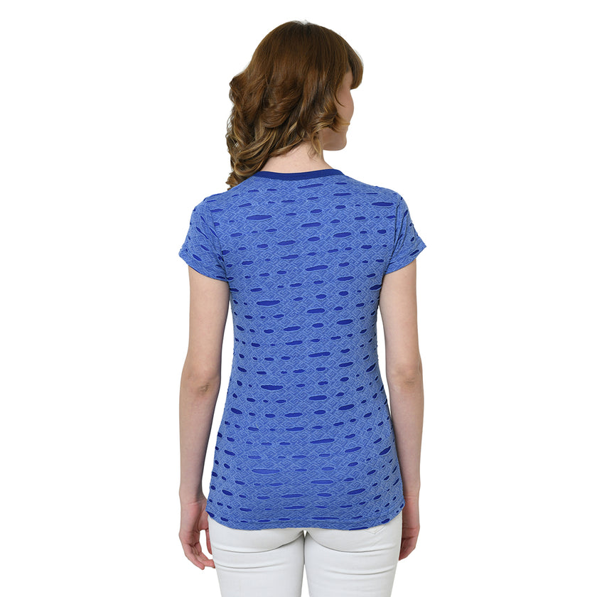 Mack Jonney Light Blue Half Sleeve T-shirt For Women's