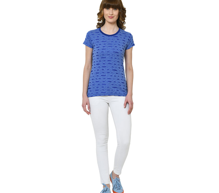 Mack Jonney Light Blue Half Sleeve T-shirt For Women's