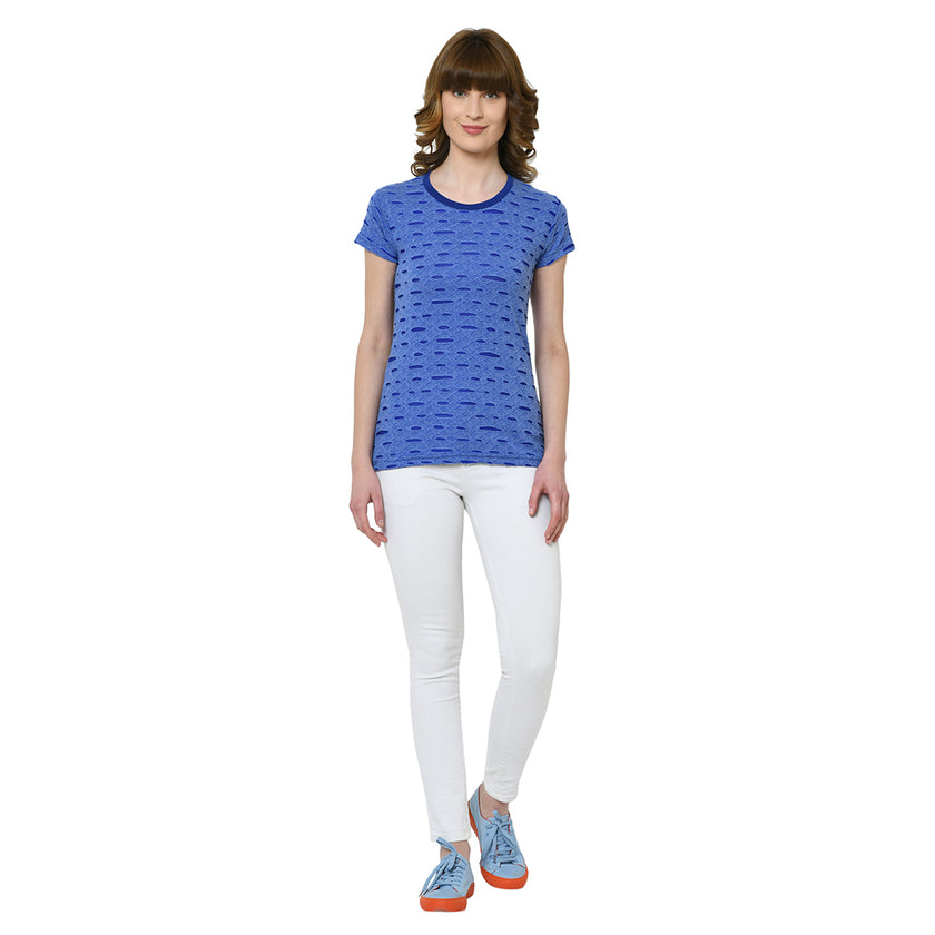 Mack Jonney Light Blue Half Sleeve T-shirt For Women's