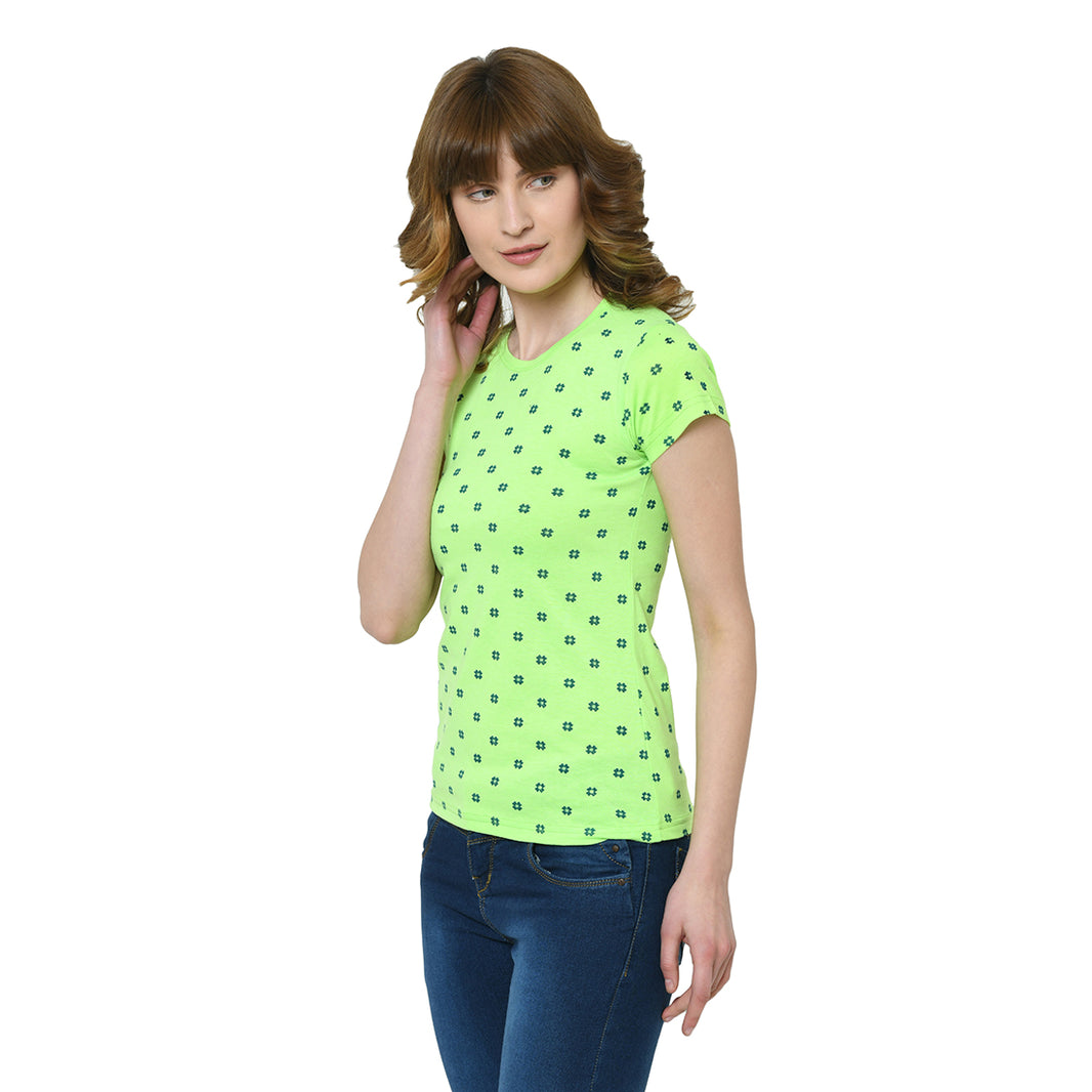 Mack Jonney Green Half Sleeve T-shirt For Women's