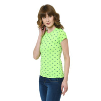 Mack Jonney Green Half Sleeve T-shirt For Women's