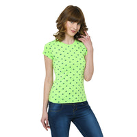 Mack Jonney Green Half Sleeve T-shirt For Women's