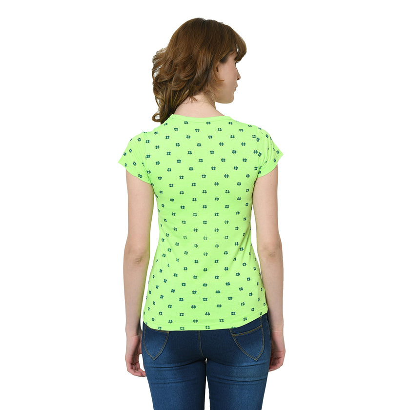 Mack Jonney Green Half Sleeve T-shirt For Women's