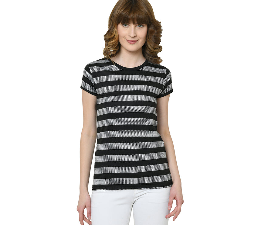 Mack Jonney Black Half Sleeve T-shirt For Women's