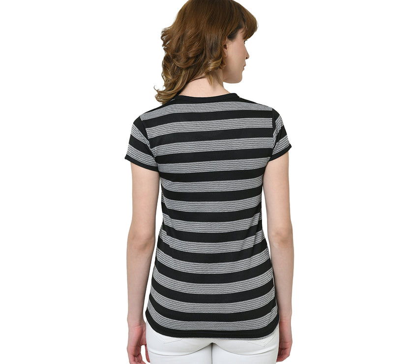 Mack Jonney Black Half Sleeve T-shirt For Women's