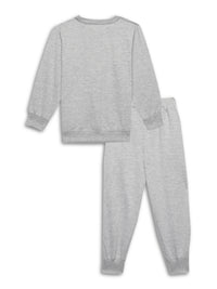Mack Jonney Grey Melange Printed Round Neck Cotton Fleece Tracksuit Co-ord Set for Kids
