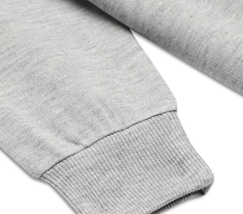 Mack Jonney Grey Melange Printed Round Neck Cotton Fleece Tracksuit Co-ord Set for Kids
