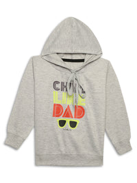 Mack Jonney Grey Melange Printed Hooded Cotton Fleece Tracksuit Co-ord Set for Kids