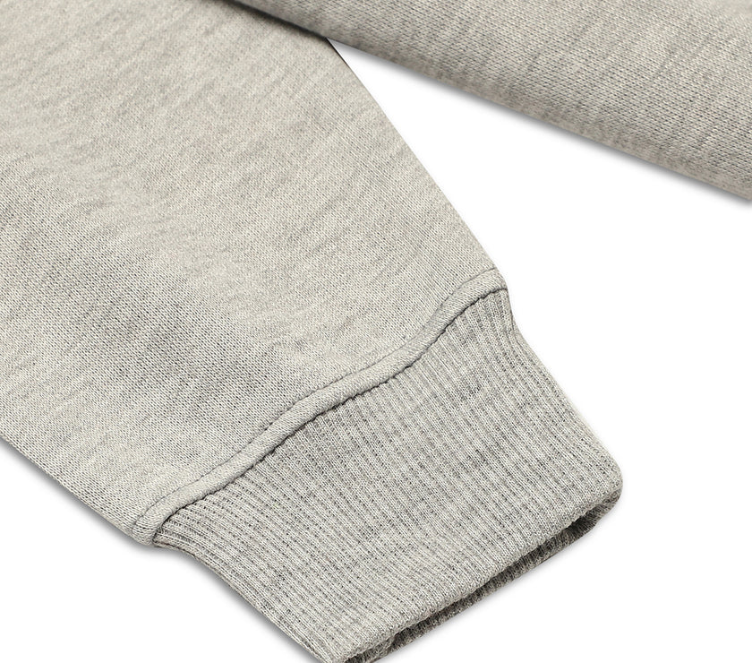 Mack Jonney Grey Melange Printed Hooded Cotton Fleece Tracksuit Co-ord Set for Kids