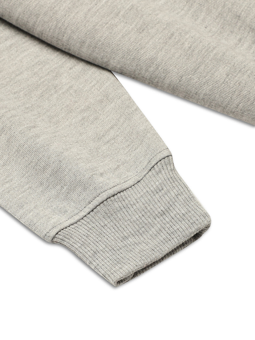 Mack Jonney Grey Melange Printed Hooded Cotton Fleece Tracksuit Co-ord Set for Kids