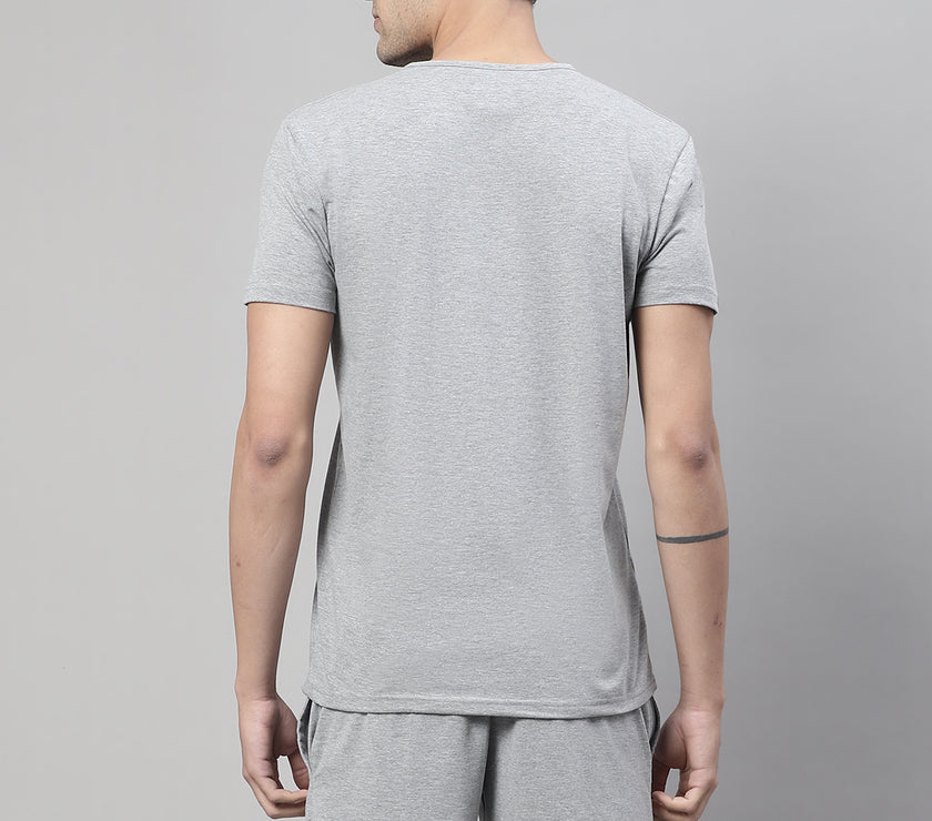 Mack Jonney Grey Melange Cotton Solid Co-ord Set Tracksuit For Men(Zip On 1 Side Pocket)