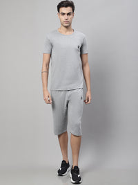 Mack Jonney Grey Melange Cotton Solid Co-ord Set Tracksuit For Men(Zip On 1 Side Pocket)