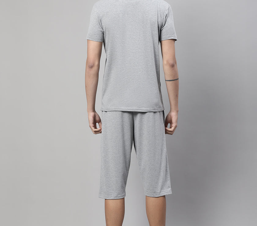 Mack Jonney Grey Melange Cotton Solid Co-ord Set Tracksuit For Men(Zip On 1 Side Pocket)
