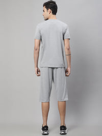 Mack Jonney Grey Melange Cotton Solid Co-ord Set Tracksuit For Men(Zip On 1 Side Pocket)