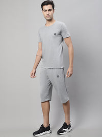 Mack Jonney Grey Melange Cotton Solid Co-ord Set Tracksuit For Men(Zip On 1 Side Pocket)
