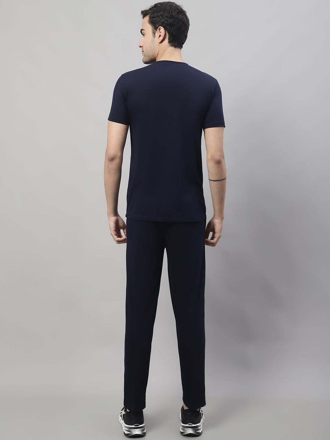 Mack Jonney Navy Blue Cotton Solid Co-ord Set Tracksuit For Men(Zip On 1 Side Pocket)
