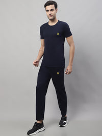 Mack Jonney Navy Blue Cotton Solid Co-ord Set Tracksuit For Men(Zip On 1 Side Pocket)